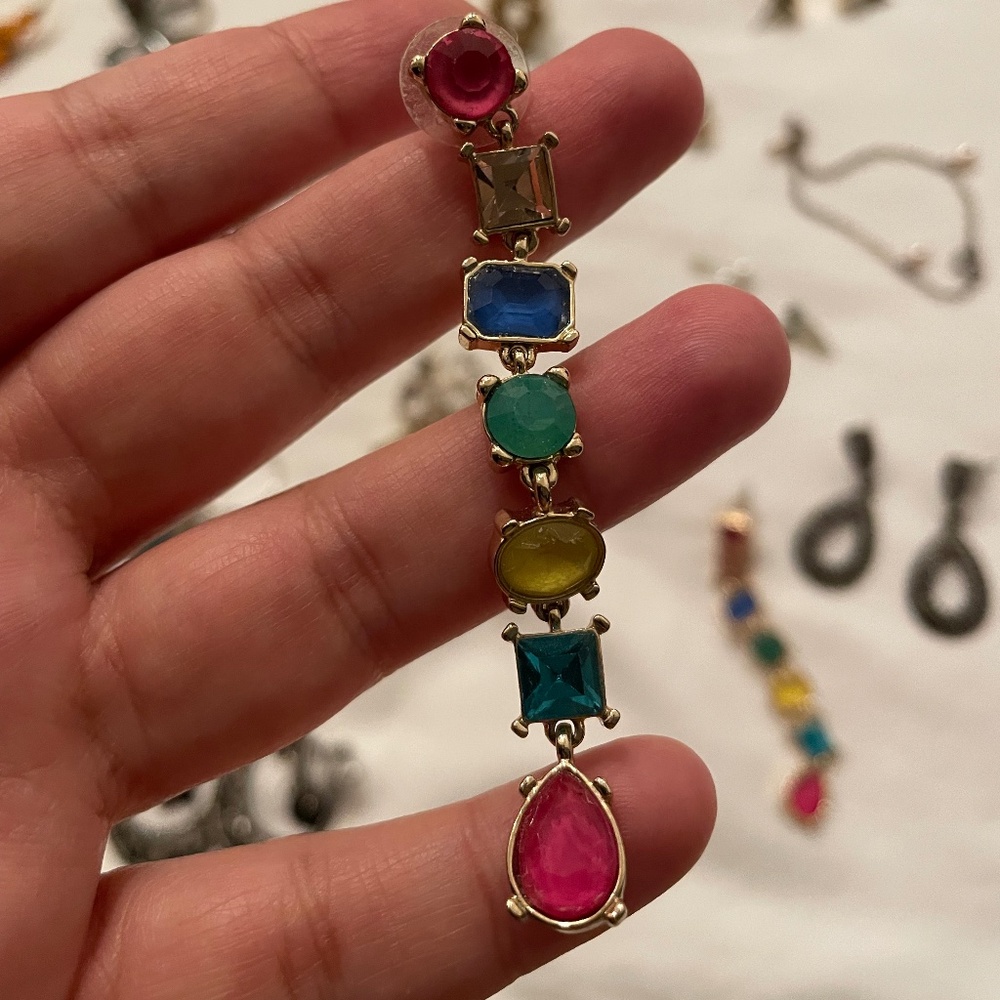 Dangle and Drop Earrings, Multi-Color Chandelier Earrings, Statement Earrings, B